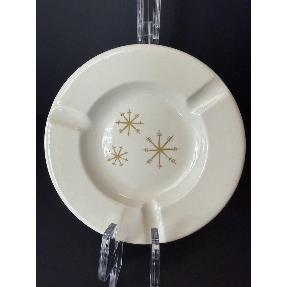 Royal China Star Glow Ashtray 5 3/8" Atomic Starburst MCM Vintage 3 Slot